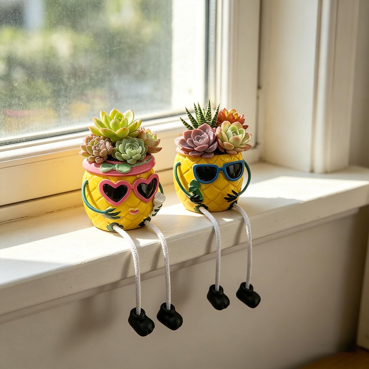 Funny Pineapple Succulent Planter With Dangling Legs – Whimsical Resin Tabletop Decor