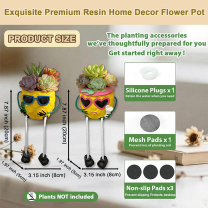 Funny Pineapple Succulent Planter With Dangling Legs – Whimsical Resin Tabletop Decor