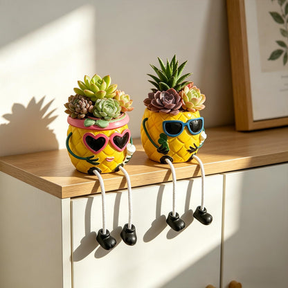 Funny Pineapple Succulent Planter With Dangling Legs – Whimsical Resin Tabletop Decor