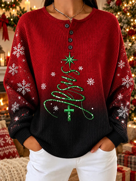 Women's Casual Christmas-Print Top