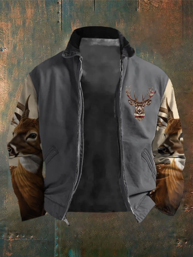 Men's Western Elk Outdoor Lapel Jacket