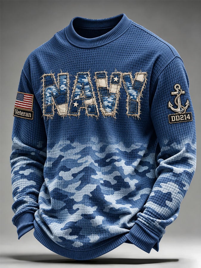 Men's U.S. Veterans Printed Waffle-Knit Top