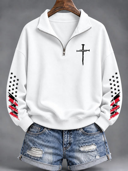 Women's Faith Cross Casual Half-Zip Sweatshirt