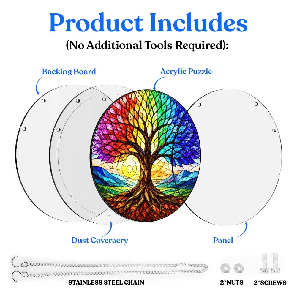 Acrylic Jigsaw Puzzle Suncatcher - Rainbow Tree