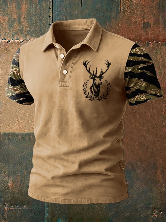 Men's Western-Style Printed Casual Polo Shirt