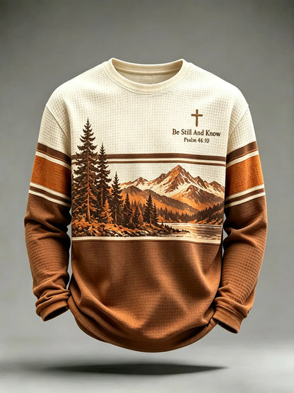 Men's Be Still And Know Psalm 46:10 Printed Waffle-Knit Top