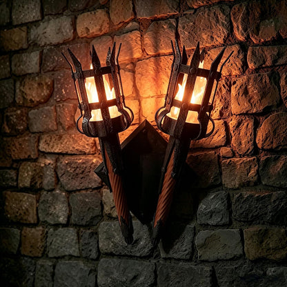 Medieval Flickering Flame Torch Wall Sconce – Gothic Castle-Inspired LED Wall Decor