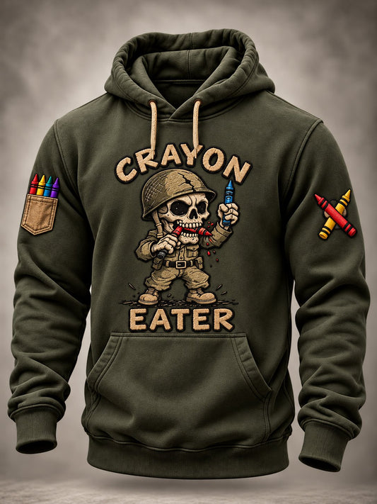 Men's Vintage Crayon Eaters Art Printed Long-Sleeve Hoodie