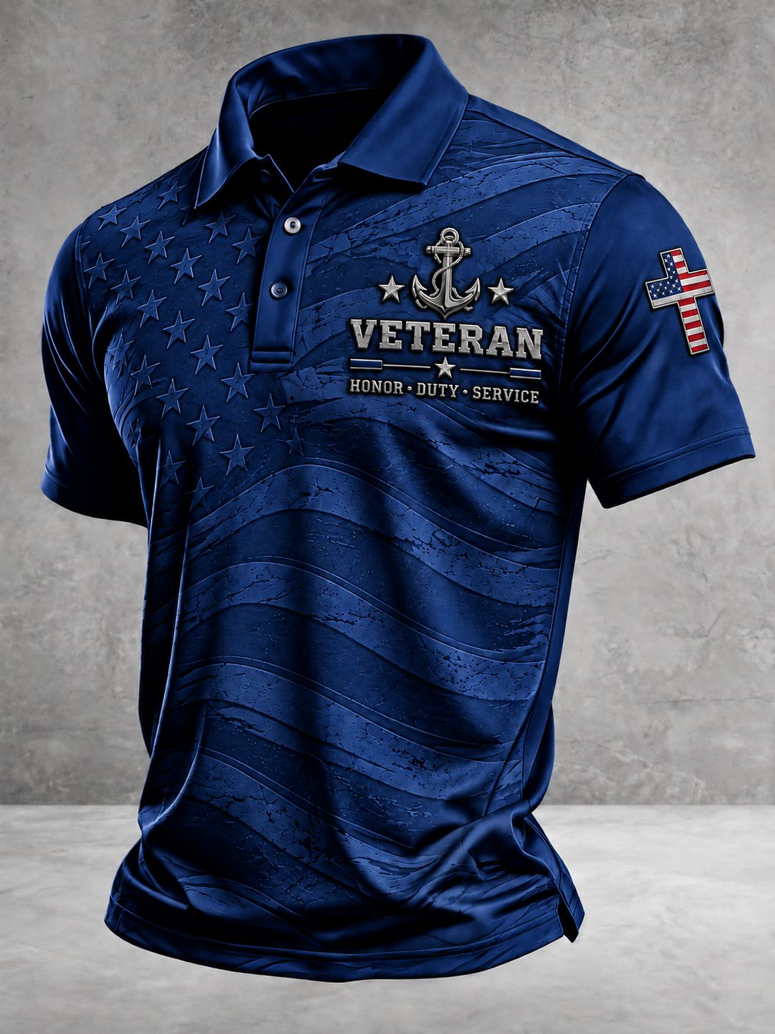 Men's Veteran Memorial Graphic Print Polo Shirt