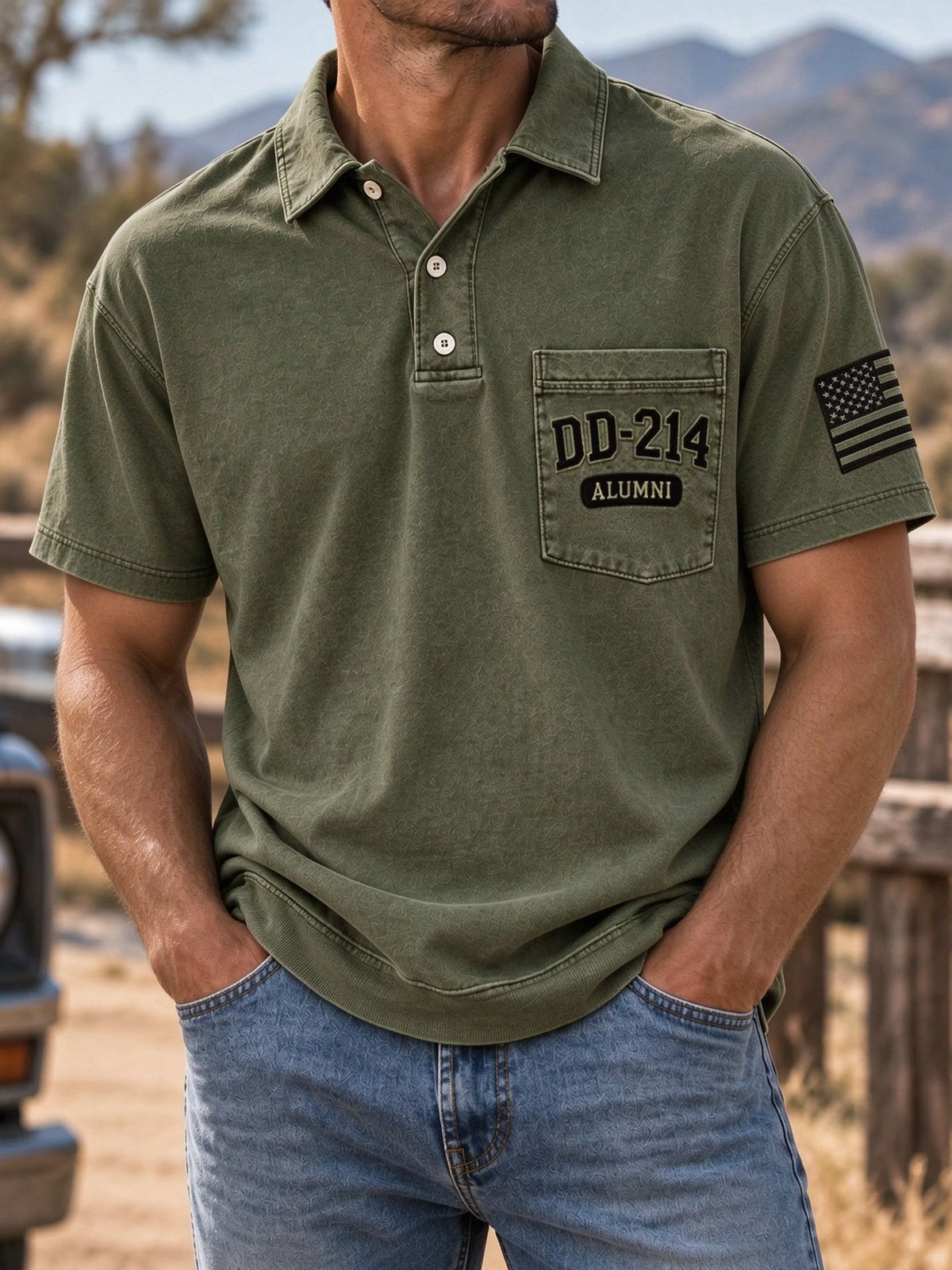 Men's Veteran DD-214 Print Polo Shirt