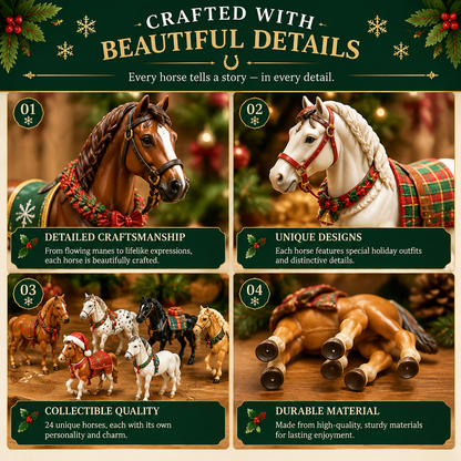 Close-up details of the collectible horse figures
