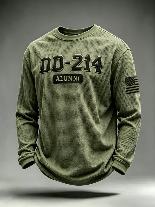 Men's Veteran Pride DD-214 Printed Waffle Long-Sleeve T-Shirt