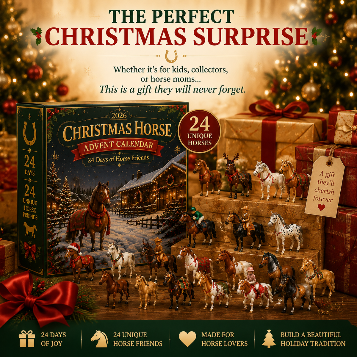 Christmas Horse Advent Calendar gift for kids, collectors, and horse lovers
