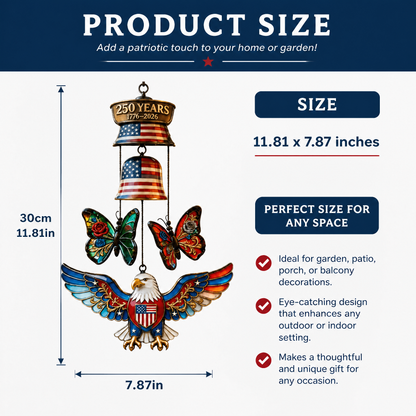 Rose & Patriotic Eagle 250th Anniversary Wind Chime