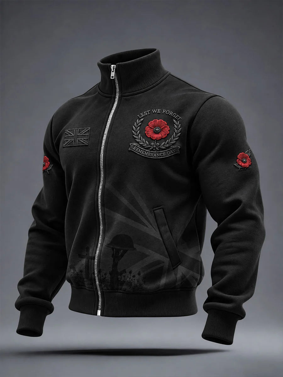 Men's Lest We Forget Print Zip-up Hoodie