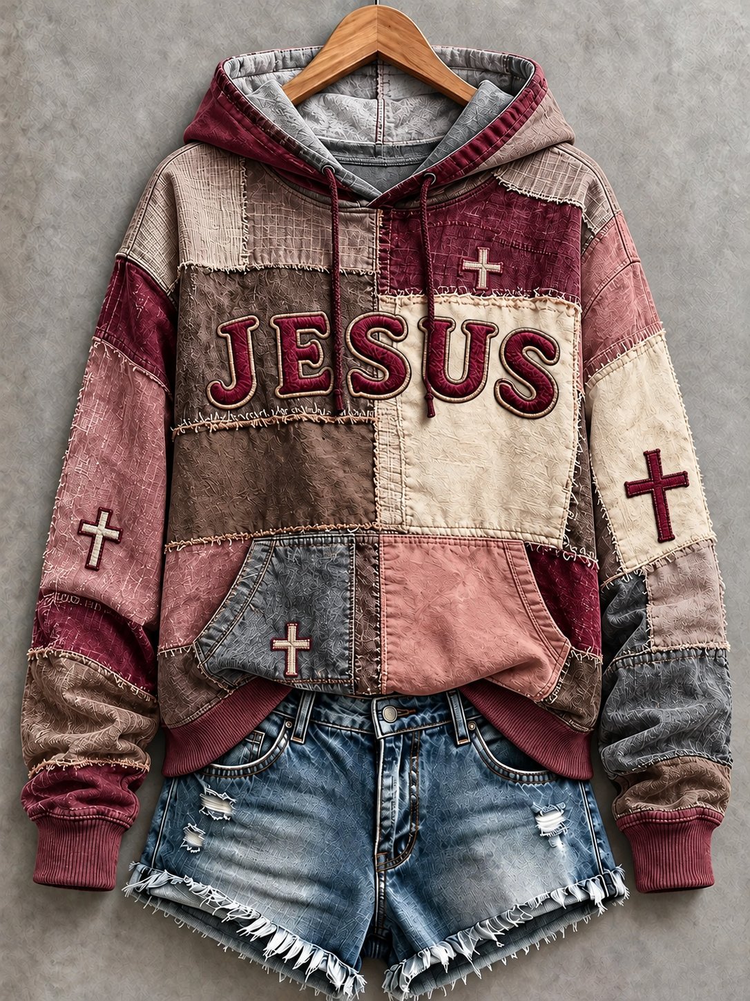 Women's Casual "Faith" Cross-Print Sweatshirt