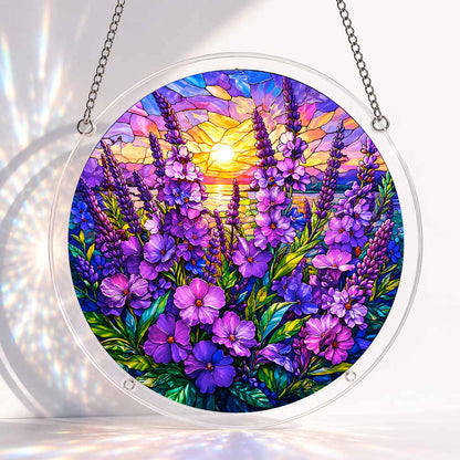 Acrylic Jigsaw Puzzle Suncatcher - Violet Sunset