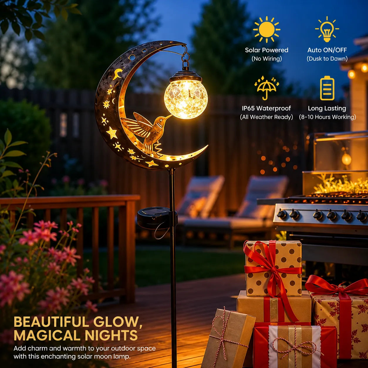 ✨ Hummingbird Moon Solar Garden Stake Light – Enchant Your Outdoor Space