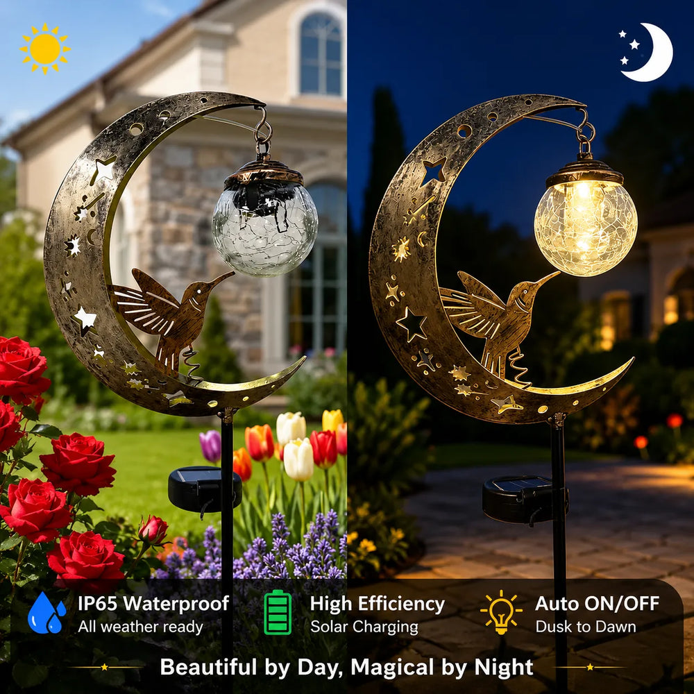 Hummingbird moon solar light day and night comparison