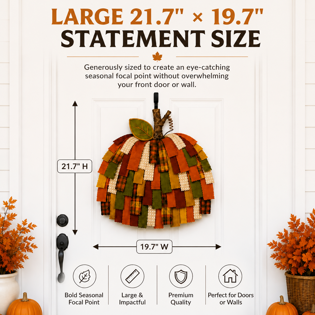 🎃Handmade Patchwork Pumpkin Door Hanger - Rustic Fall & Thanksgiving Home Decor🍂