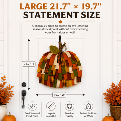 🎃Handmade Patchwork Pumpkin Door Hanger - Rustic Fall & Thanksgiving Home Decor🍂