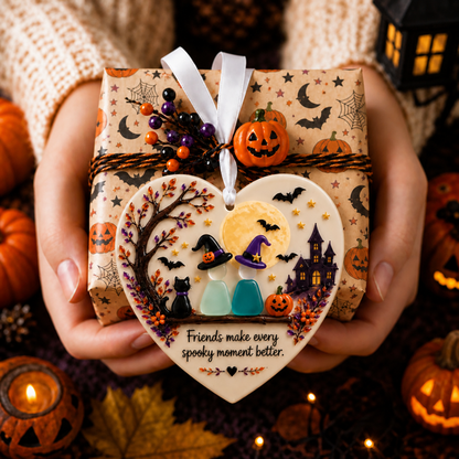 🎃 Halloween Friendship Sea Glass Ornament