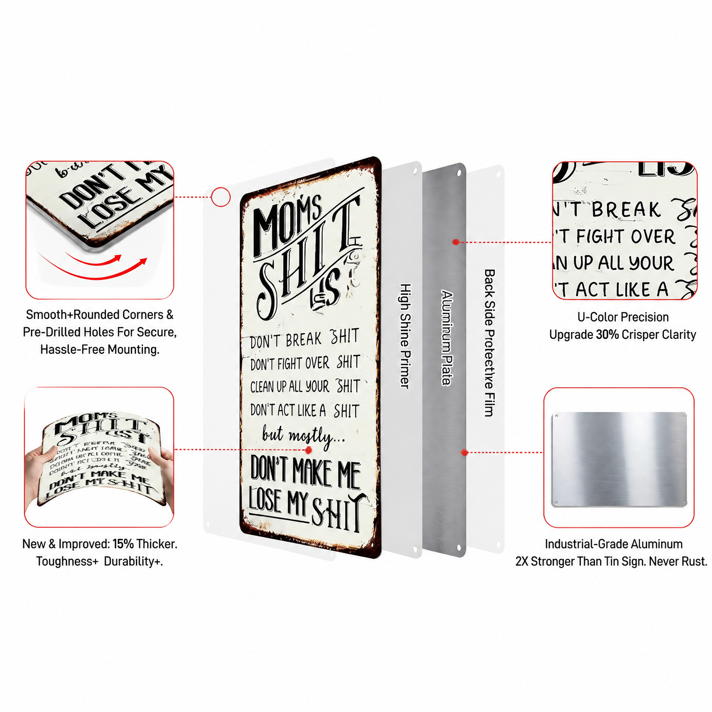 Mom's Sh*t List Metal Sign— Funny Retro Mom Decor Gift