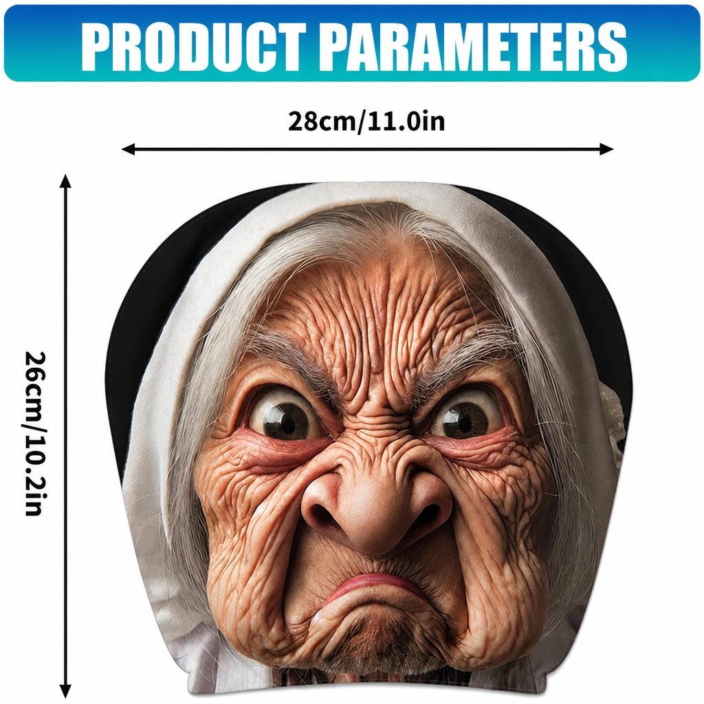 Funny Angry Granny Car Headrest Covers – Hilarious Prank Auto Seat Accessories