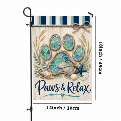 Paws & Relax Dog Garden Flag - Coastal Pet Lover Outdoor Yard Decor