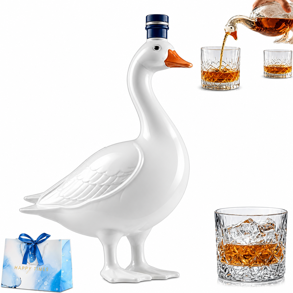 3D Sculpted Goose Glass Decanter - Elegant Liquor & Whiskey Bottle For Bar, Home Decor