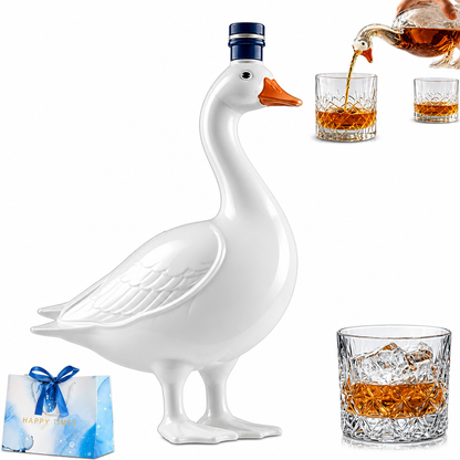 3D Sculpted Goose Glass Decanter - Elegant Liquor & Whiskey Bottle For Bar, Home Decor