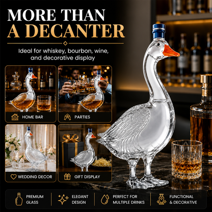 3D Sculpted Goose Glass Decanter - Elegant Liquor & Whiskey Bottle For Bar, Home Decor