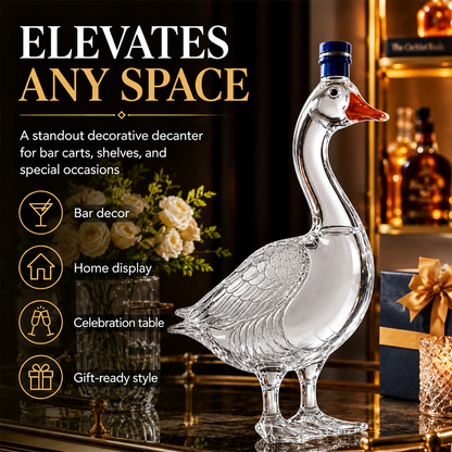 3D Sculpted Goose Glass Decanter - Elegant Liquor & Whiskey Bottle For Bar, Home Decor