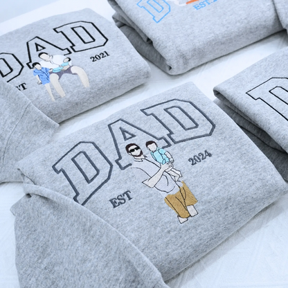 Personalized Embroidered Dad/Papa Photo Portrait Sweatshirt/T-shirt,Best Gift For Dad/Papa