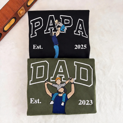 Personalized Embroidered Dad/Papa Photo Portrait Sweatshirt/T-shirt,Best Gift For Dad/Papa