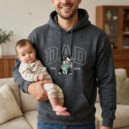 Personalized Embroidered Dad/Papa Photo Portrait Sweatshirt/T-shirt,Best Gift For Dad/Papa