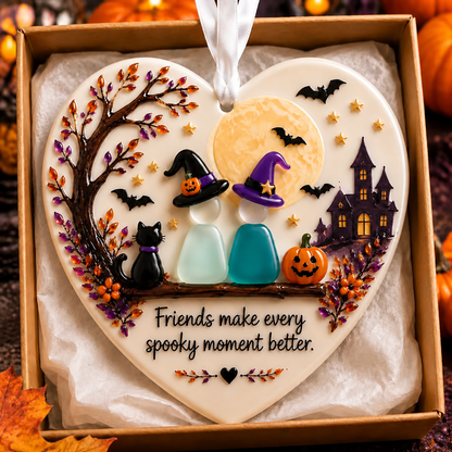 🎃 Halloween Friendship Sea Glass Ornament