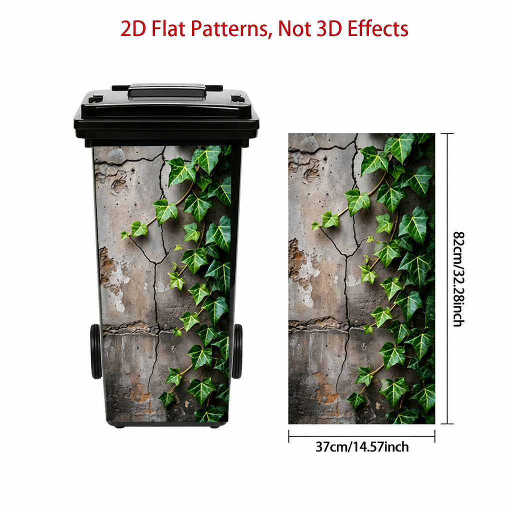 Garden Trash Can Stickers - Decorative Nature Bin Decals For Outdoor Yard & Patio