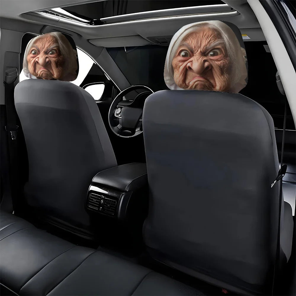 2 Pcs Old Lady Headrest Covers