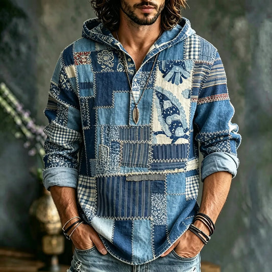 Men's Floral Patchwork Print Hoodies