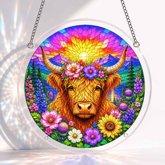 Acrylic Jigsaw Puzzle Suncatcher - Highland Cow