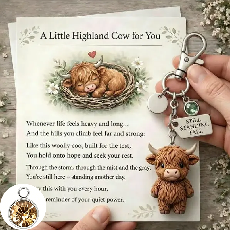 A Little Highland Cow For You Keychain: Your Daily Reminder of Quiet Strength