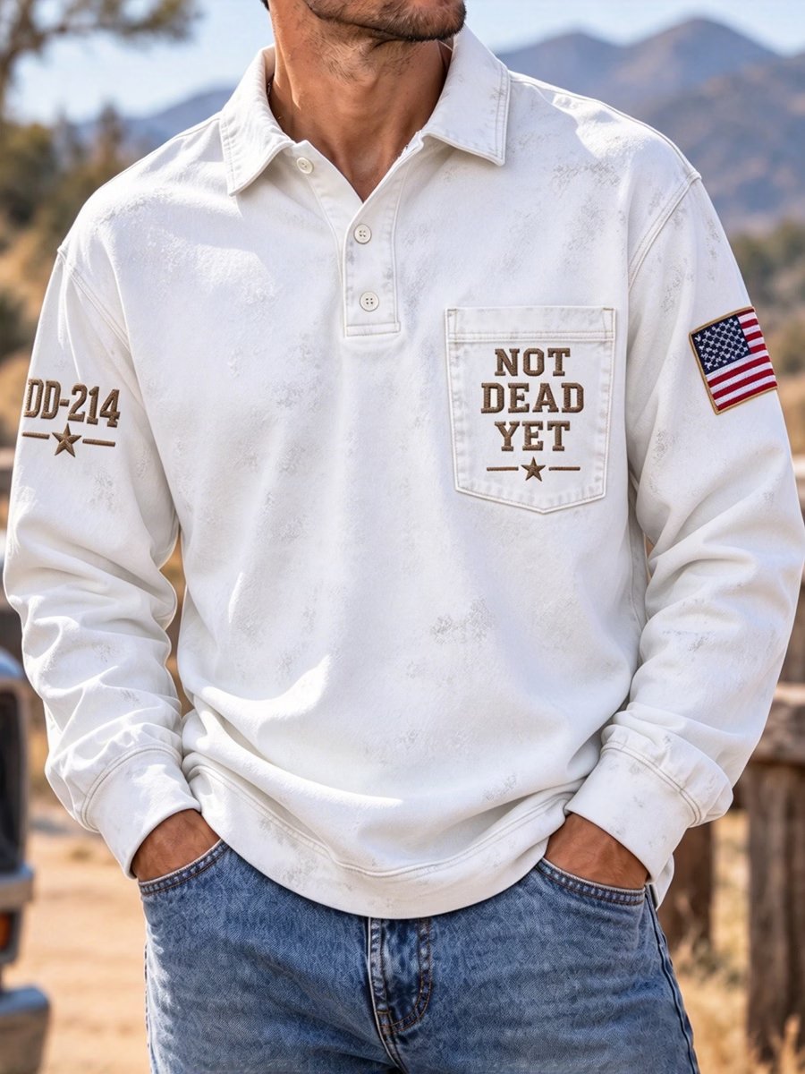 Men's Veteran Commemorative Print Long-Sleeve Polo Shirt