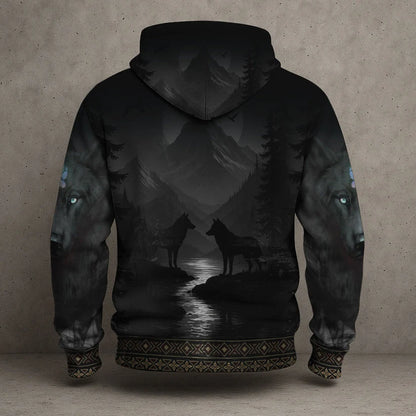 3D Hoodie Native American Faux Leather Vest Hoodie, Southwestern Tribal Eagle Feather Graphic