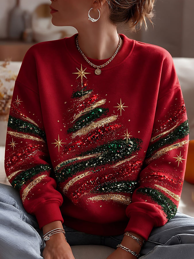 Women's Casual Printed Long-Sleeve Sweatshirt