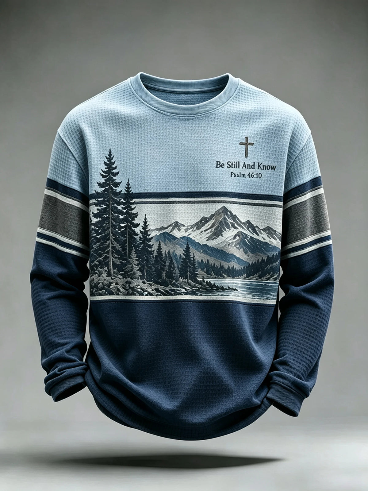 Men's Be Still And Know Psalm 46:10 Printed Waffle-Knit Top
