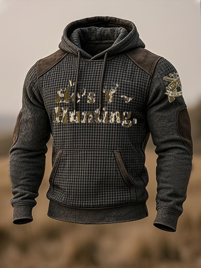 Men'S Western "He'S Hunting" Print Hoodie