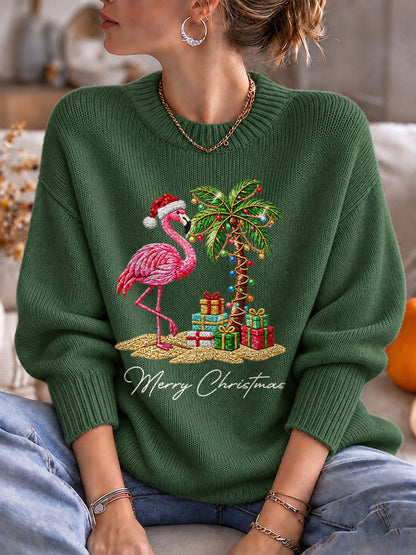 Women's Flamingo Christmas Print Sweatshirt