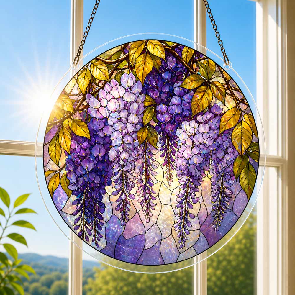 Acrylic Jigsaw Puzzle Suncatcher - Purple Cascade