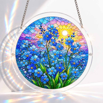 Acrylic Jigsaw Puzzle Suncatcher - Blue Blossoms